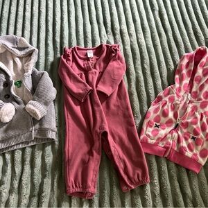 Warm Baby Clothing Set - Pink and Gray 12 months